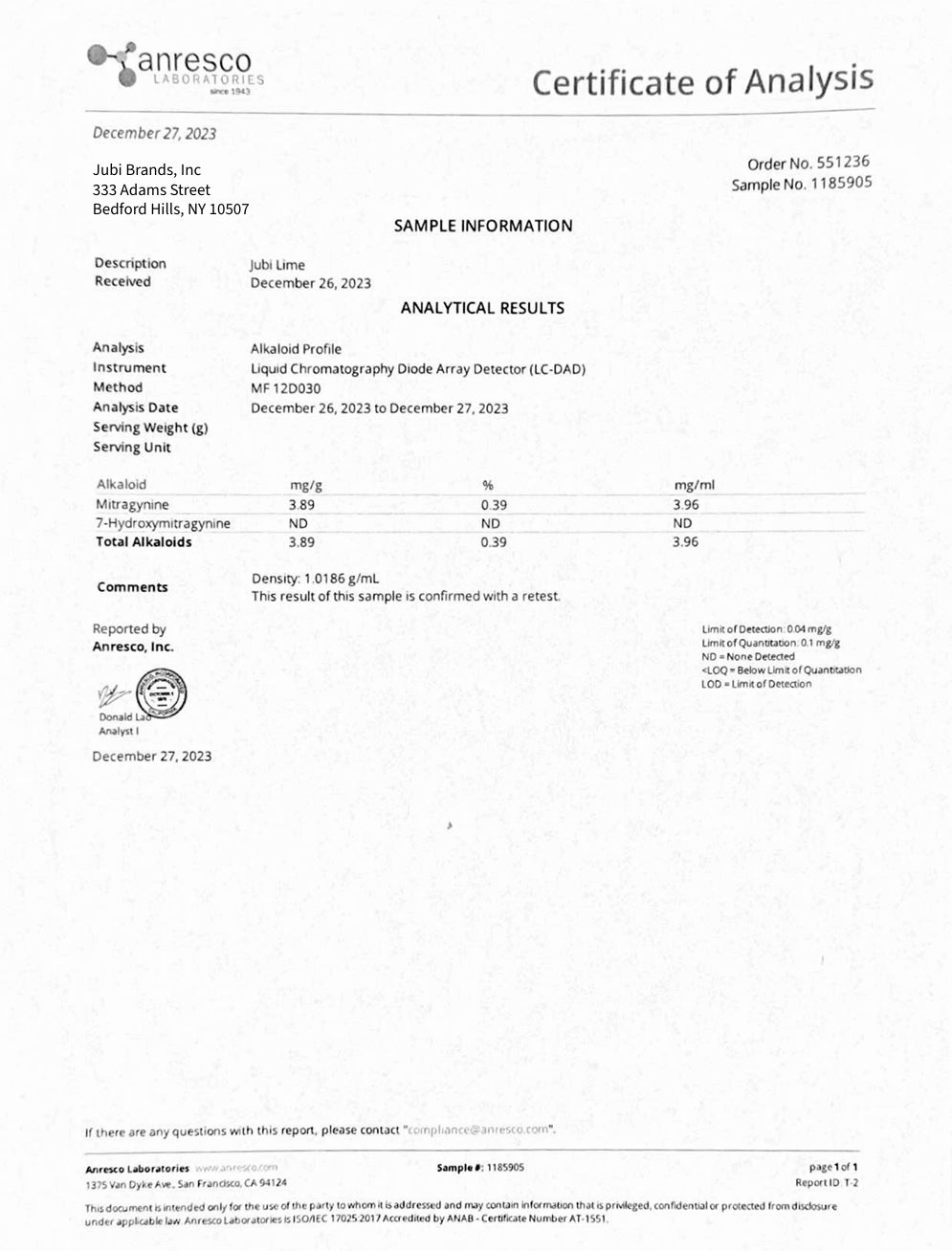 Jubi Lime Focus Shot - Natural Kratom Focus & Energy Shot | 2oz