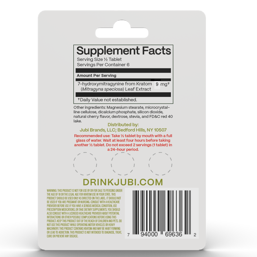 Jubi 7OH Advanced Kratom Tablets 18mg - Precise, Portable 7-Hydroxymitragynine
