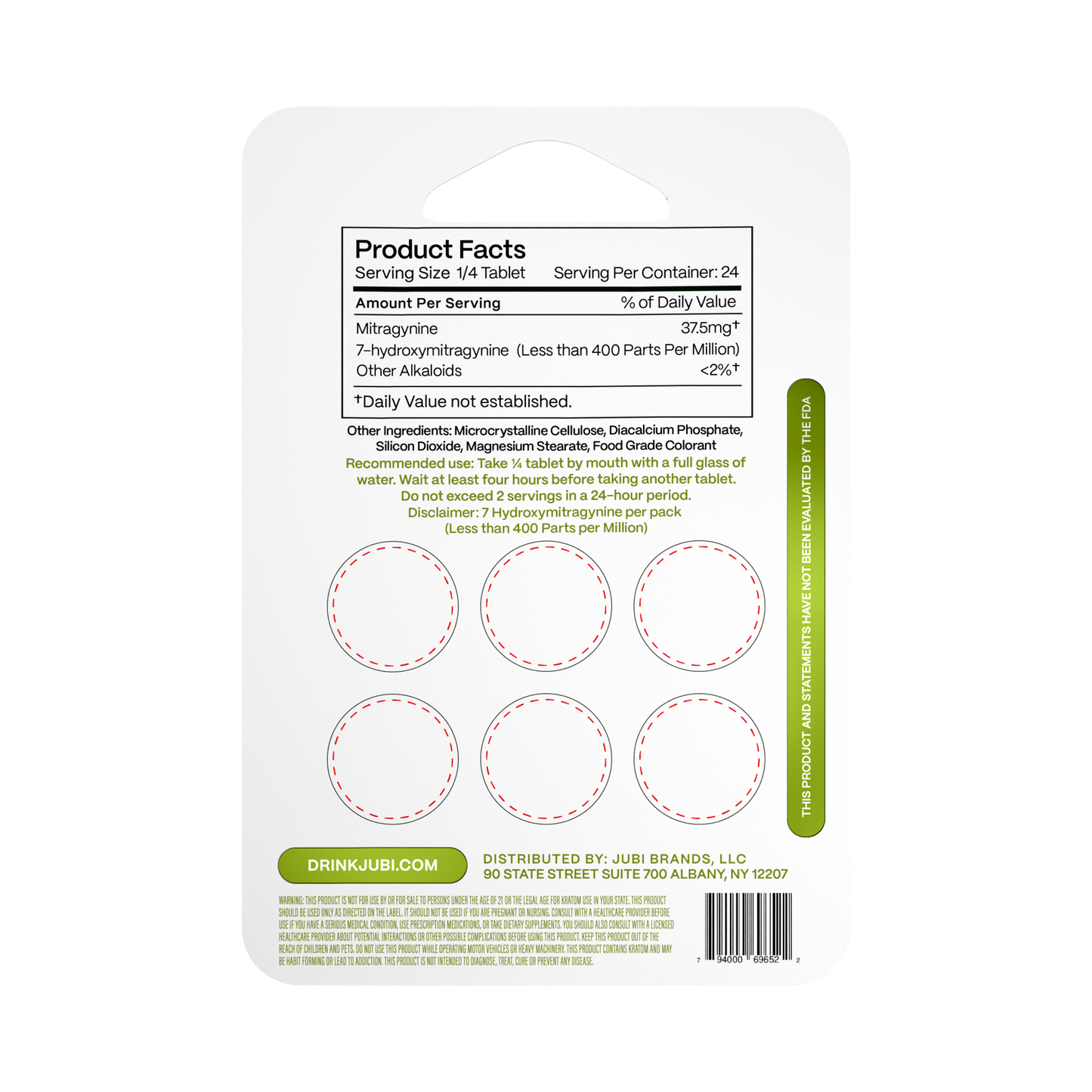 Jubi Advance Kratom 80% Mitragynine Extract Chewable Tablets - 150mg Per Tablet, 6-Count