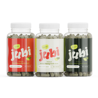 Jubi Maeng Da Kratom Capsules Variety Pack - 60 Veg Caps | 3 Strains | 20% Off
