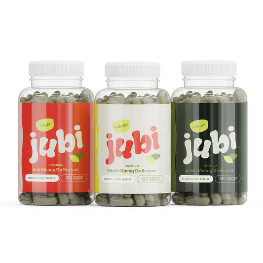 Jubi Maeng Da Kratom Vegetable Capsules - 3 Strains | Energy, Focus & Calm